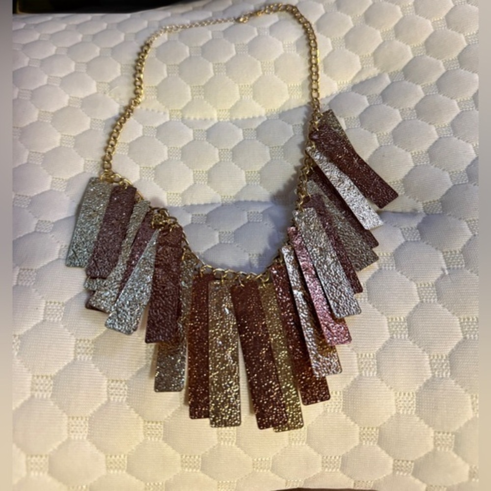 Gold, Bronze and Silver Statement Necklace